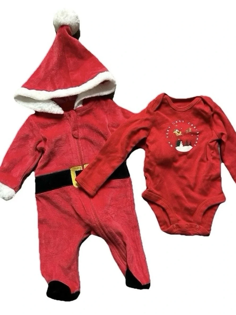 Infant Baby Santa Footie Pajamas My First Christmas Bodysuit Size Newborn